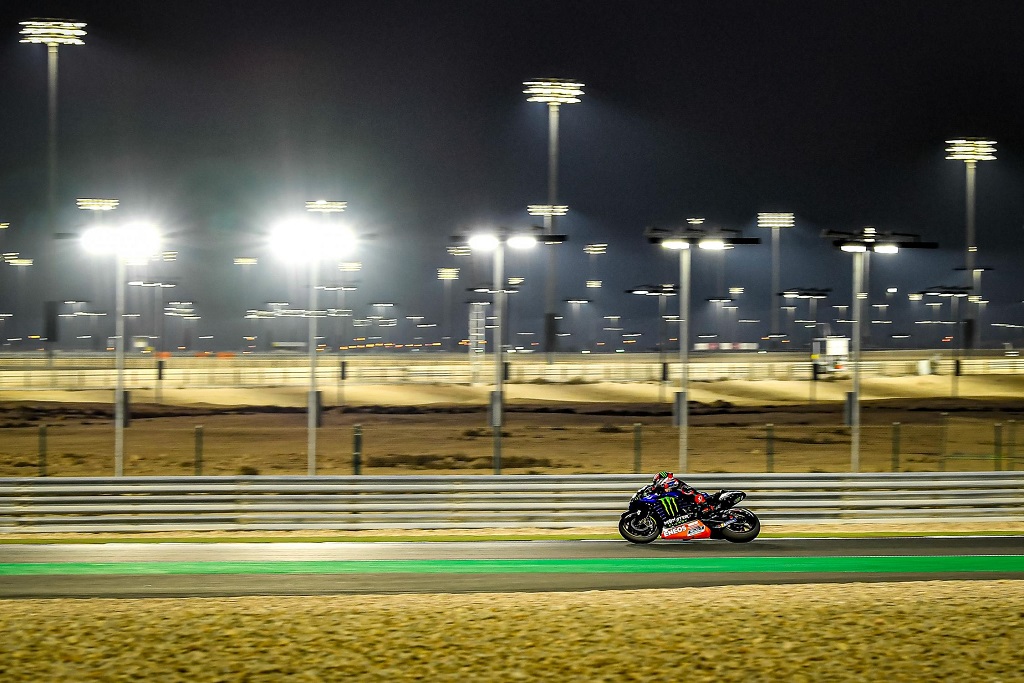 Fabio Quartararo durante los test celebrados en Cartar. Fuente: motogp.com